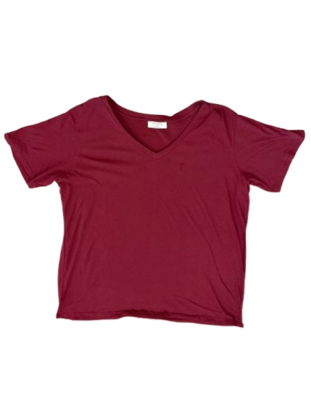 Zenana Women's 100% V-Neck Deep Burgundy Short Sleeve Tee Size Extra Large